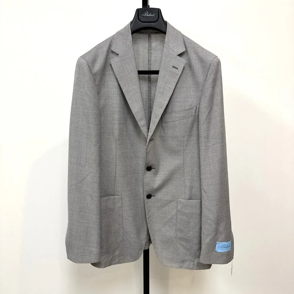 Belvest Wool Grey Houndstooth Unstructured Sport Coat 48 NEW Blazer Italian